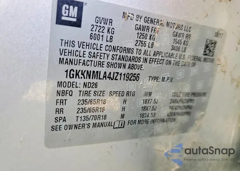 2018 GMC Acadia Slt-1 from USA, damaged, VIN 1GKKNMLA4JZ119256